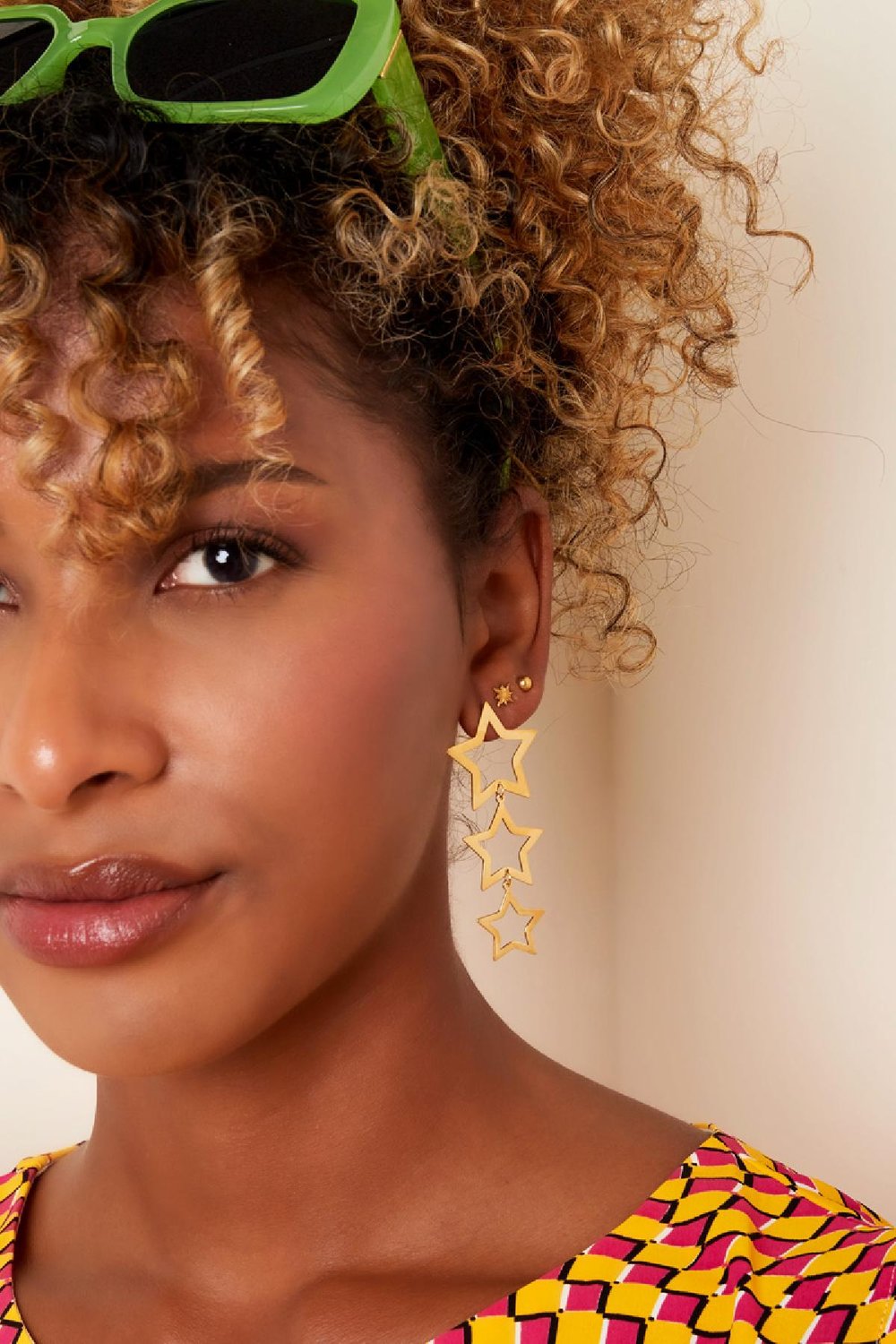 Stars earrings Gold Color Stainless Steel h5Picture4